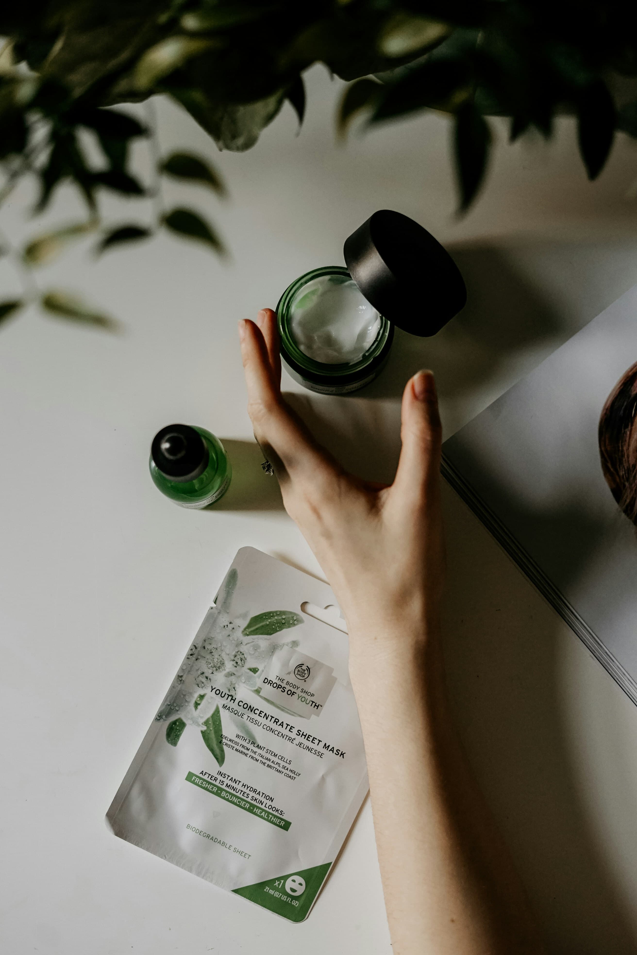 Skincare cream, serum and sheet mask